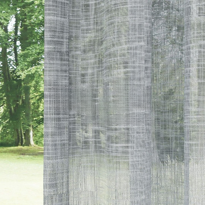 Grey Slub Linen Look Semi-Sheer Curtain