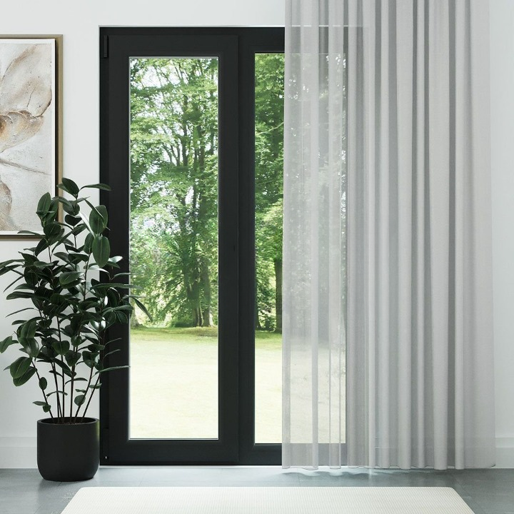 Modern Grey Soft Crepe Textured Sheer Curtain