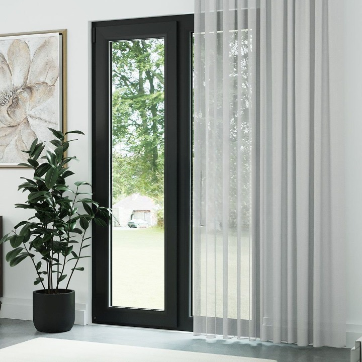 Modern Grey Soft Crepe Textured Sheer Curtain