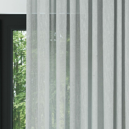 Grey Honeycomb Textured Linen Look Sheer Curtain