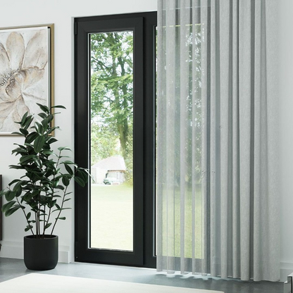 Grey Honeycomb Textured Linen Look Sheer Curtain