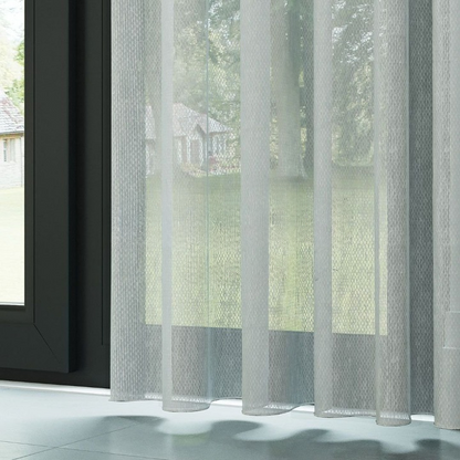 Grey Honeycomb Textured Linen Look Sheer Curtain