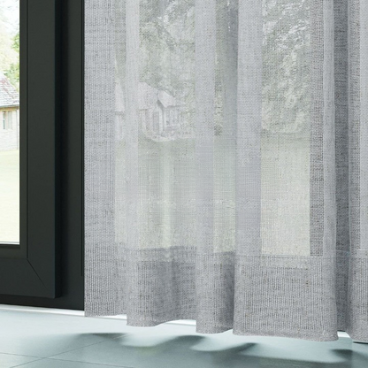 Grey Slub Linen Look Sheer Curtain