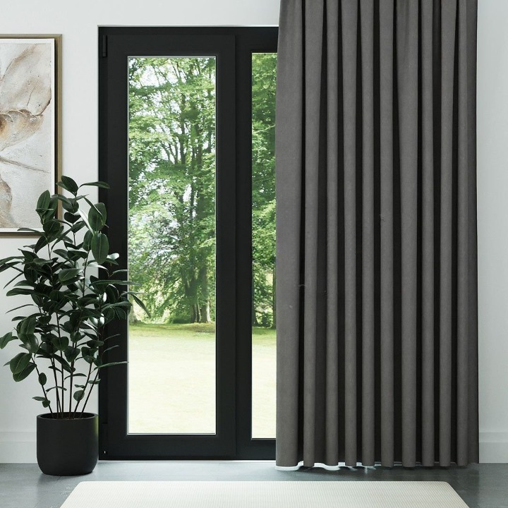 Grey Textured Linen Drapes