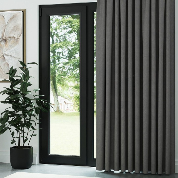 Grey Textured Linen Drapes