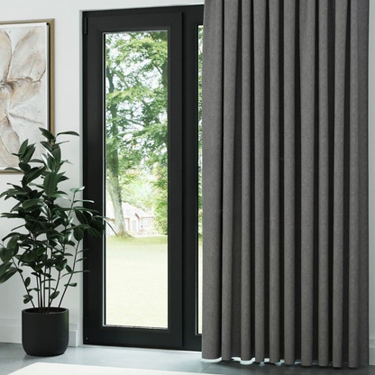 Grey Crosshatch Linen Drapes