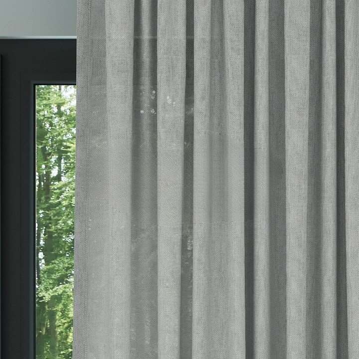 Grey Shimmering Plain Sheer Curtain