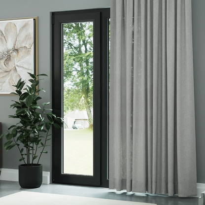 Grey Shimmering Plain Sheer Curtain