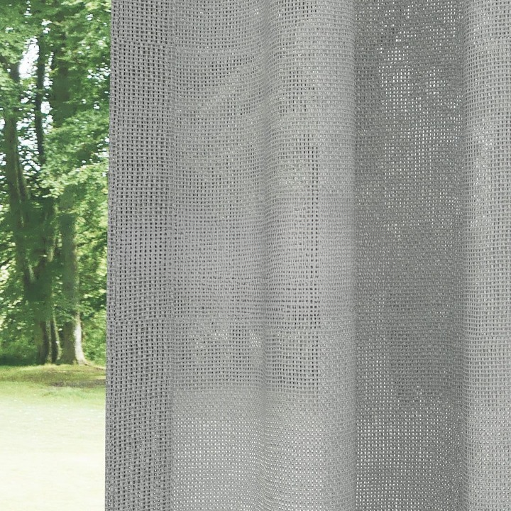 Grey Shimmering Plain Sheer Curtain