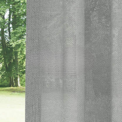 Grey Shimmering Plain Sheer Curtain