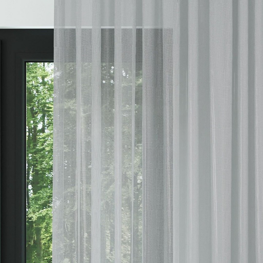 Grey Shimmering Honeycomb Textured Sheer Curtain
