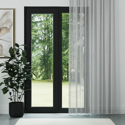 Grey Shimmering Honeycomb Textured Sheer Curtain