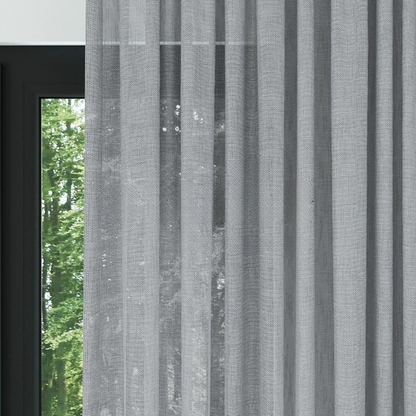 Grey Honeycomb Textured Linen Look Sheer Curtain
