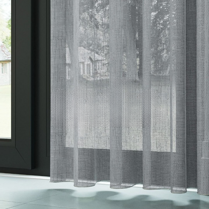Grey Honeycomb Textured Linen Look Sheer Curtain
