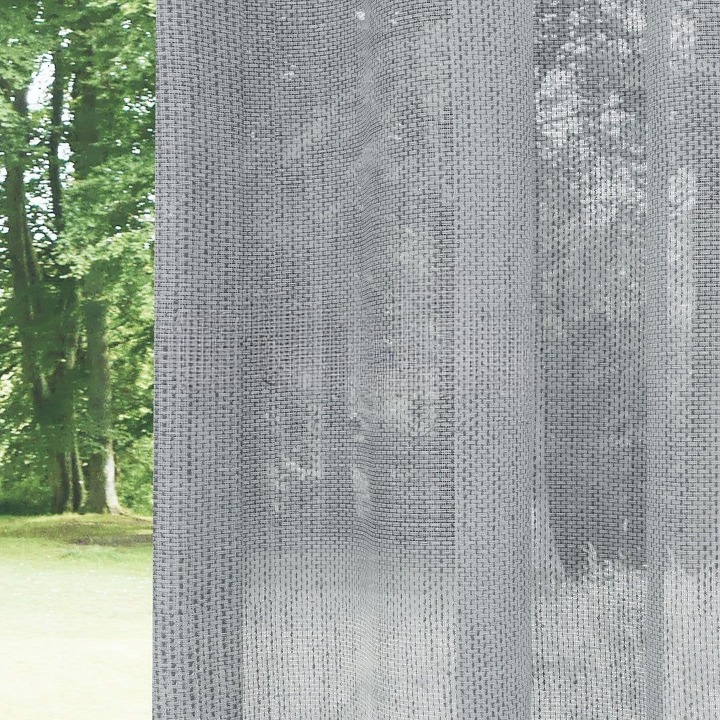 Grey Honeycomb Textured Linen Look Sheer Curtain