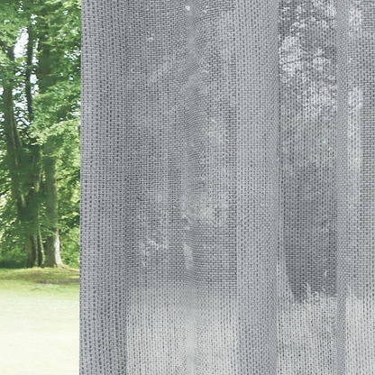 Grey Honeycomb Textured Linen Look Sheer Curtain