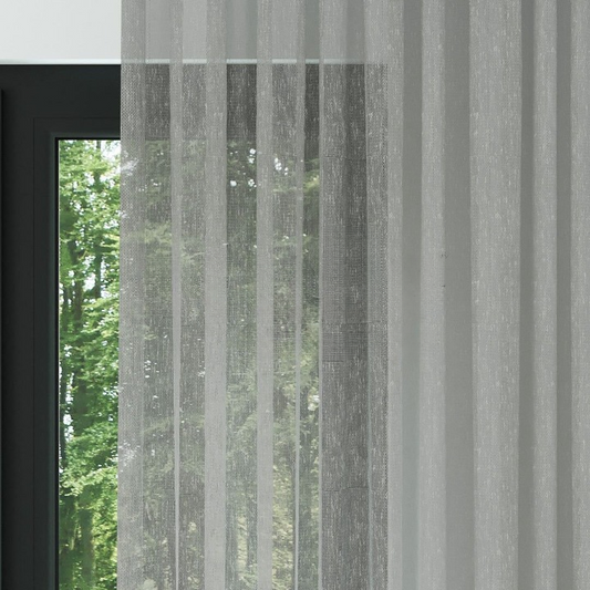 Grey Shantung Textured Sheer Curtain