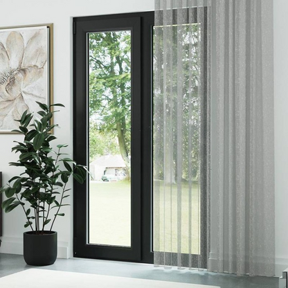 Grey Shantung Textured Sheer Curtain