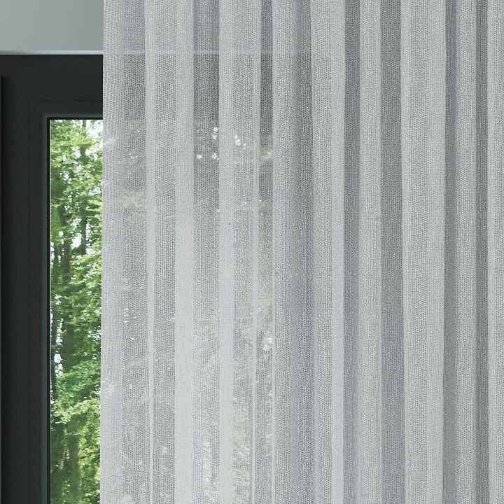 Grey Textured Plain Sheer Curtain