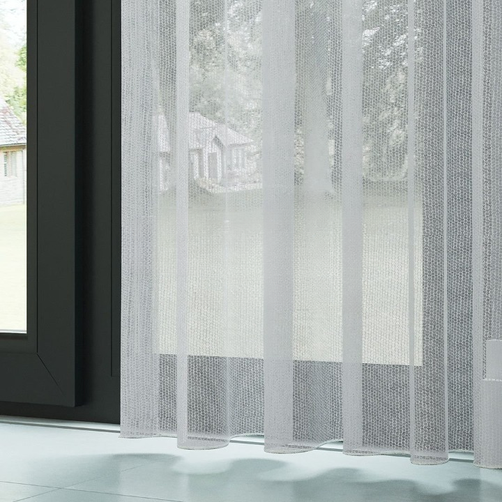 Grey Textured Plain Sheer Curtain