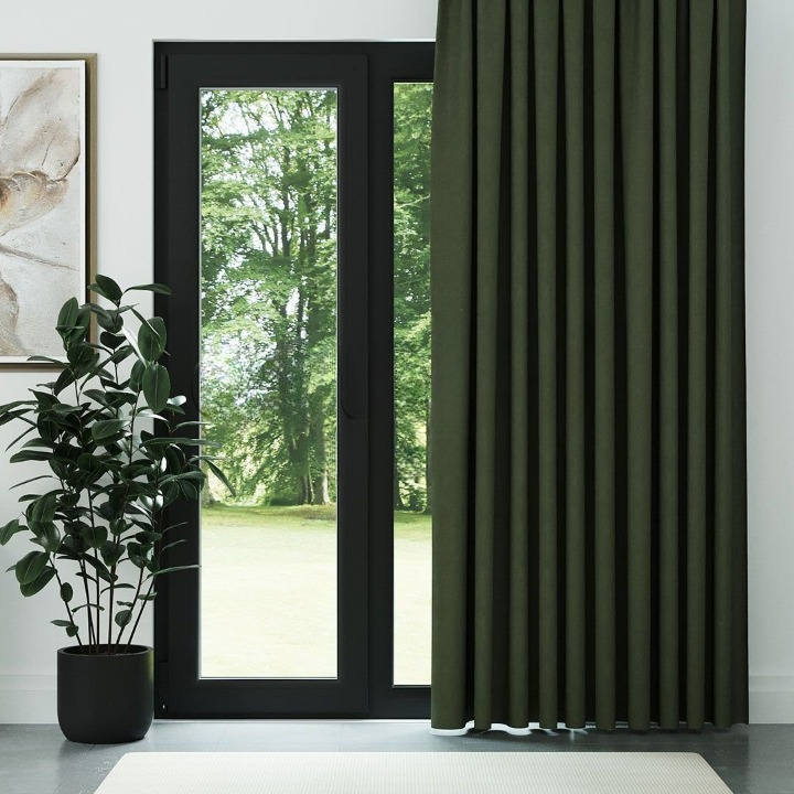 Khaki Textured Linen Drapes