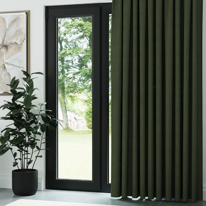 Khaki Textured Linen Drapes