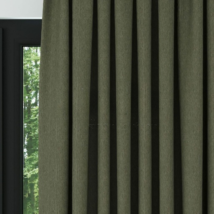 Khaki Crosshatch Linen Drapes