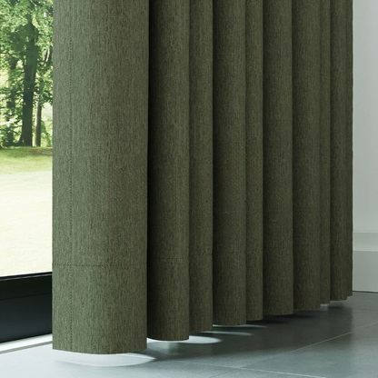 Khaki Crosshatch Linen Drapes