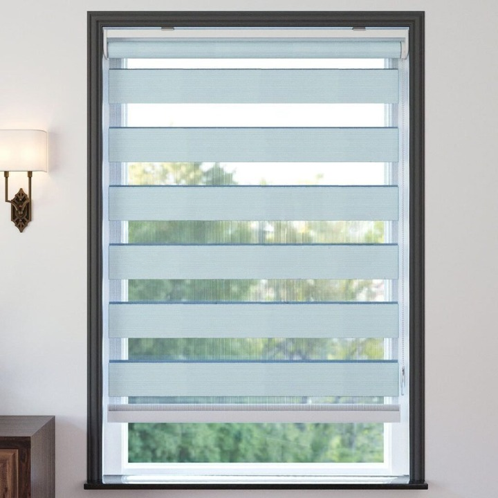 Blue Plain Zebra Roller Blind