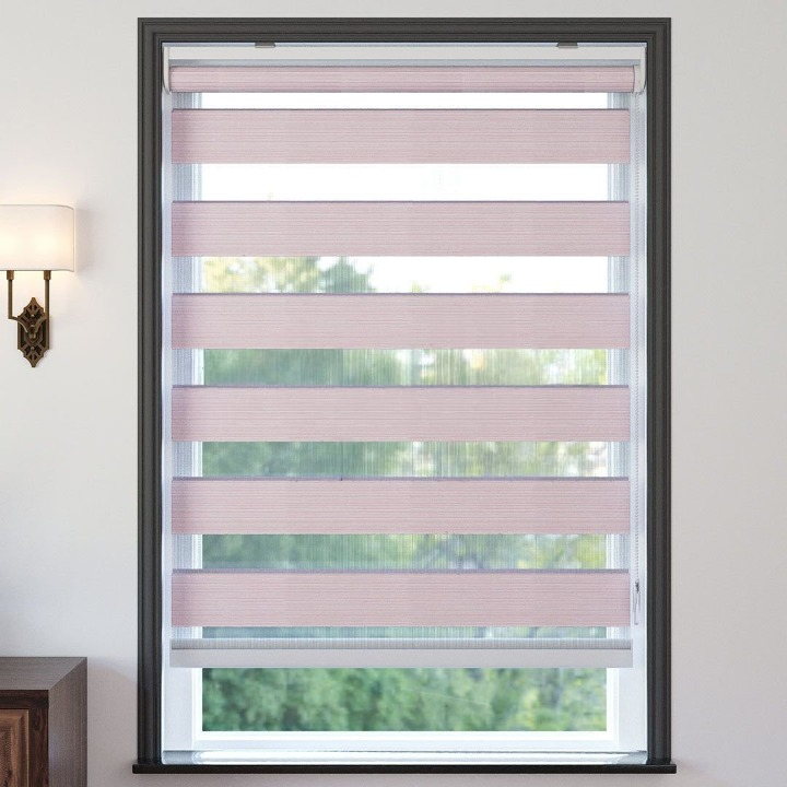 Pink Plain Zebra Roller Blind