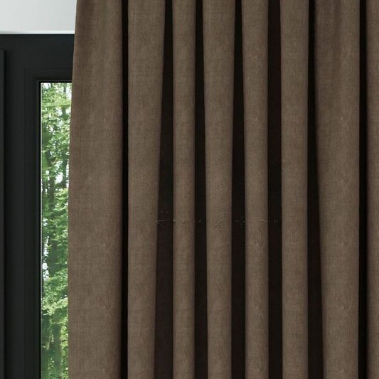 Brown Textured Linen Drapes