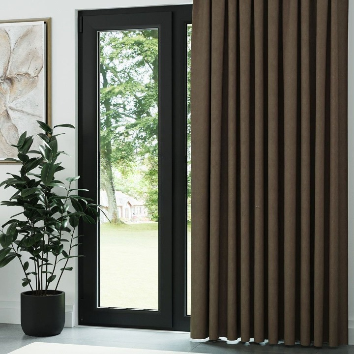 Brown Textured Linen Drapes
