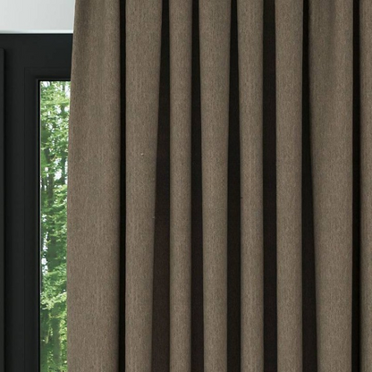 Brown Crosshatch Linen Drapes