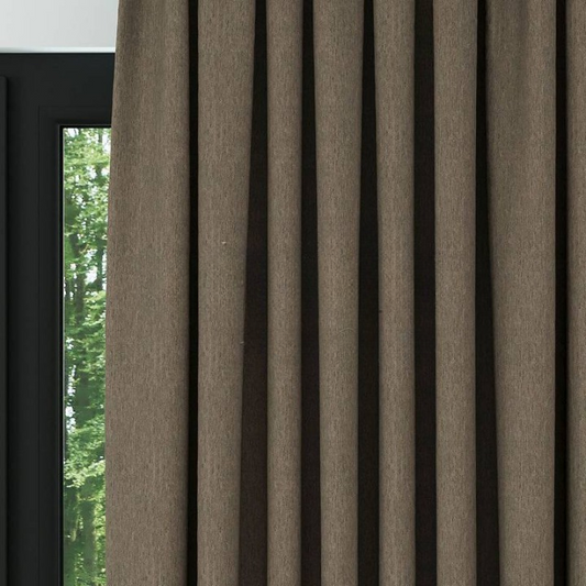 Brown Crosshatch Linen Drapes