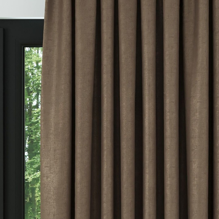 Brown Ribbed Velvet Drapes