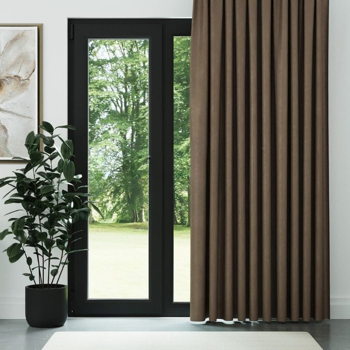 Brown Ribbed Velvet Drapes
