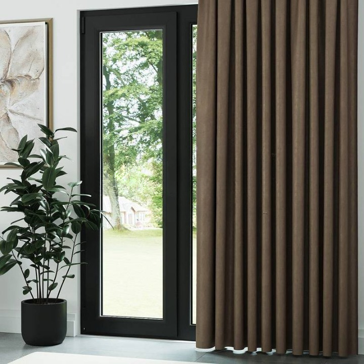 Brown Ribbed Velvet Drapes