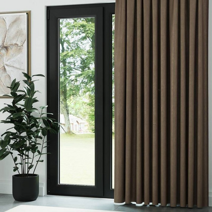 Brown Ribbed Velvet Drapes