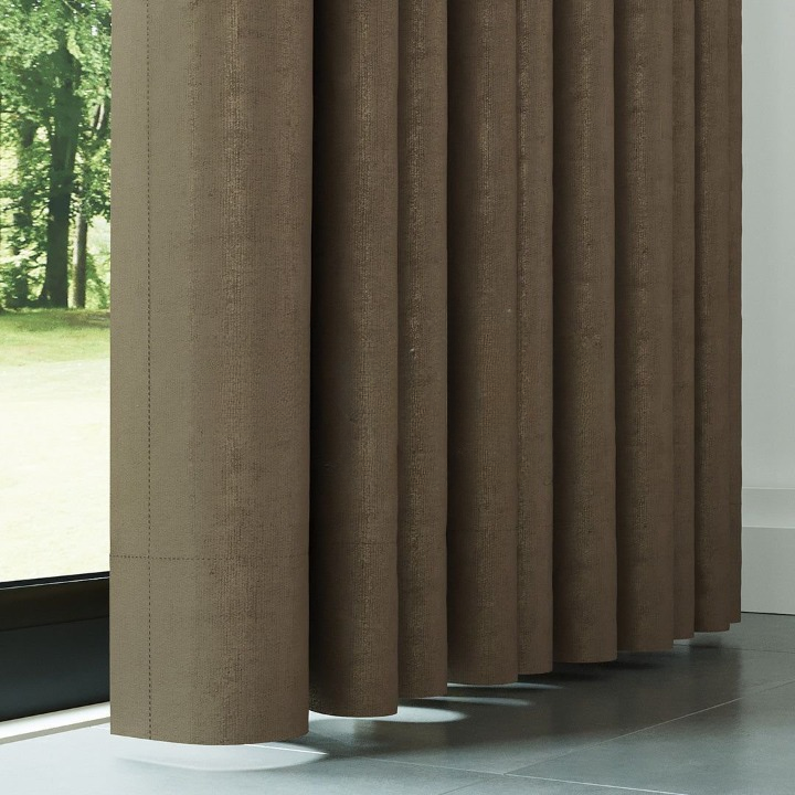 Brown Ribbed Velvet Drapes