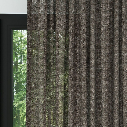 Brown Chenille Textured Open Weave Semi-Sheer Curtain