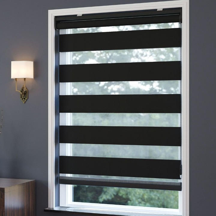 Black Plain Zebra Roller Blind