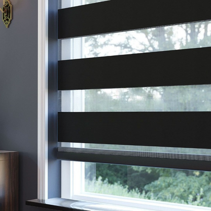 Black Plain Zebra Roller Blind