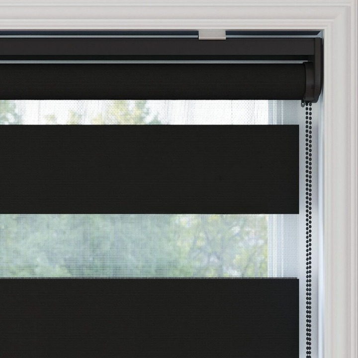 Black Plain Zebra Roller Blind