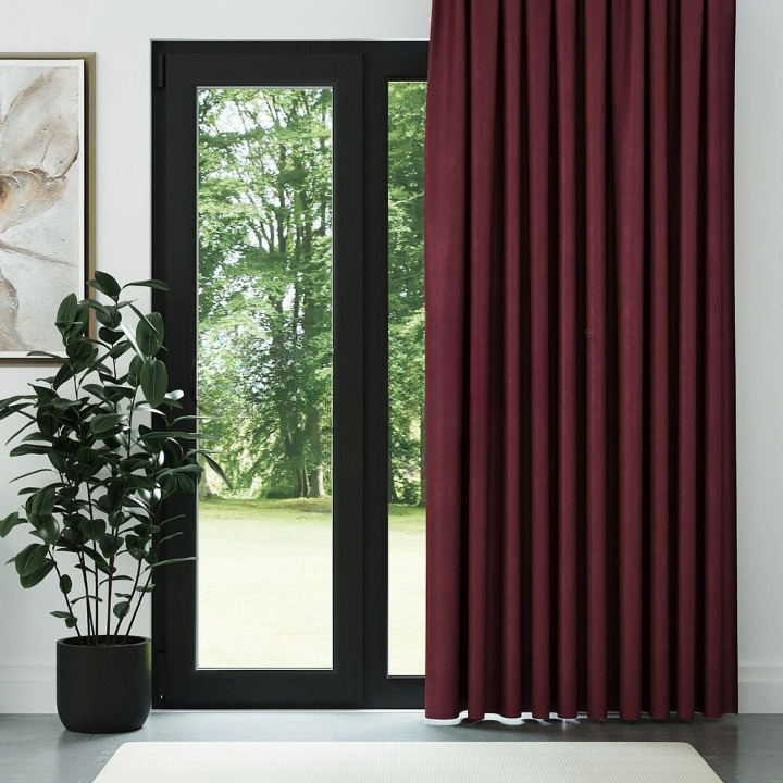 Red Ribbed Velvet Drapes