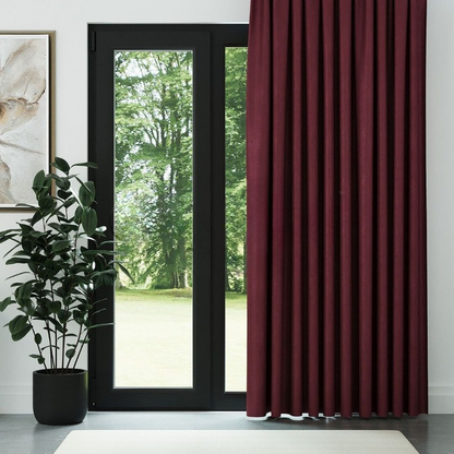Red Ribbed Velvet Drapes