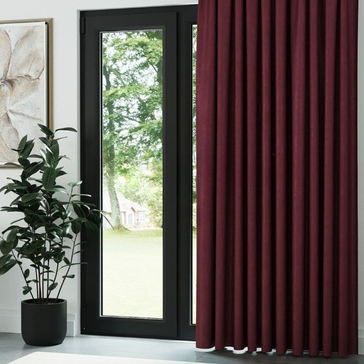 Red Ribbed Velvet Drapes