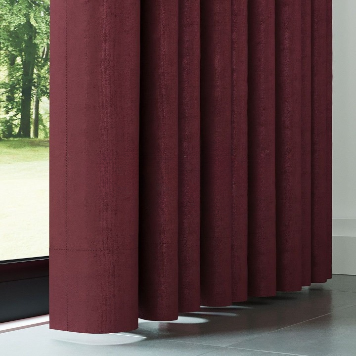 Red Ribbed Velvet Drapes