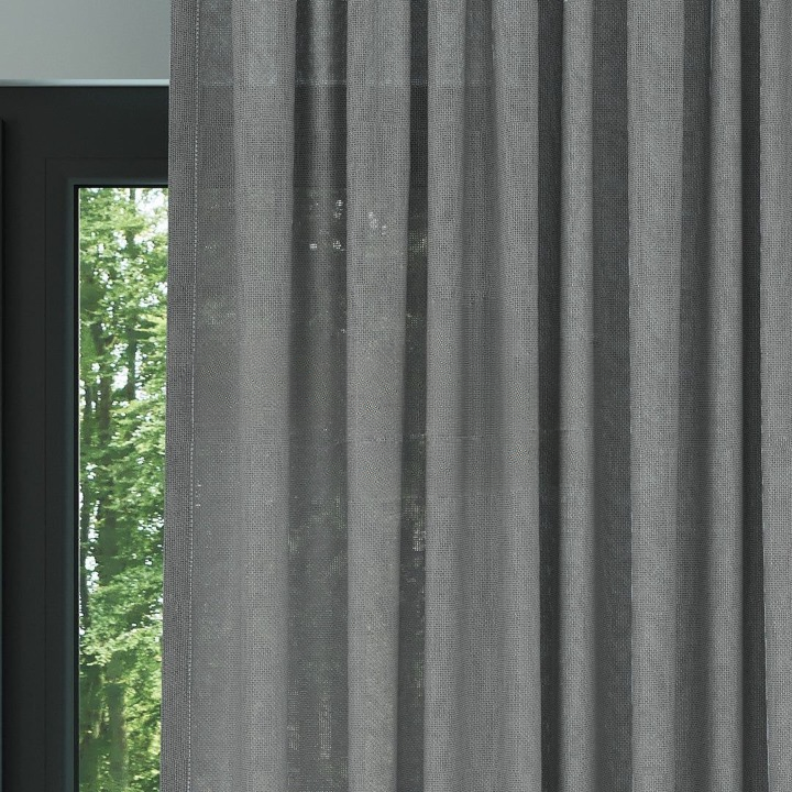 Dark Grey Shimmering Plain Sheer Curtain