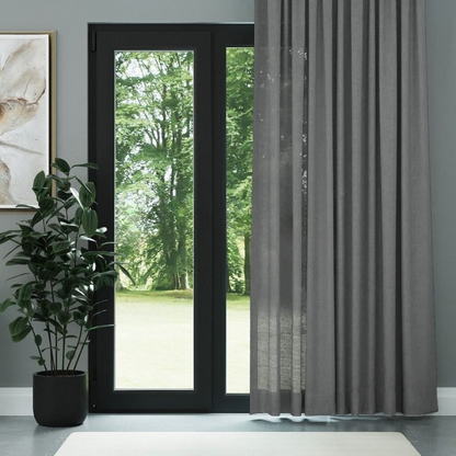 Dark Grey Shimmering Plain Sheer Curtain