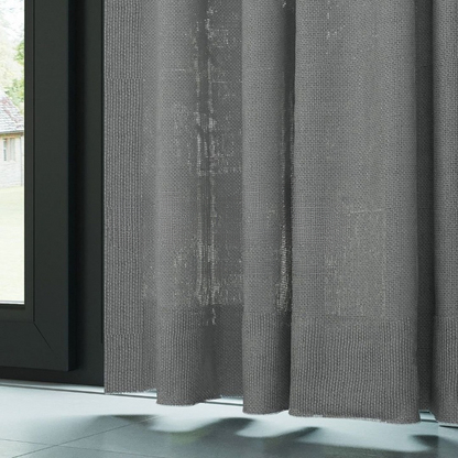 Dark Grey Shimmering Plain Sheer Curtain